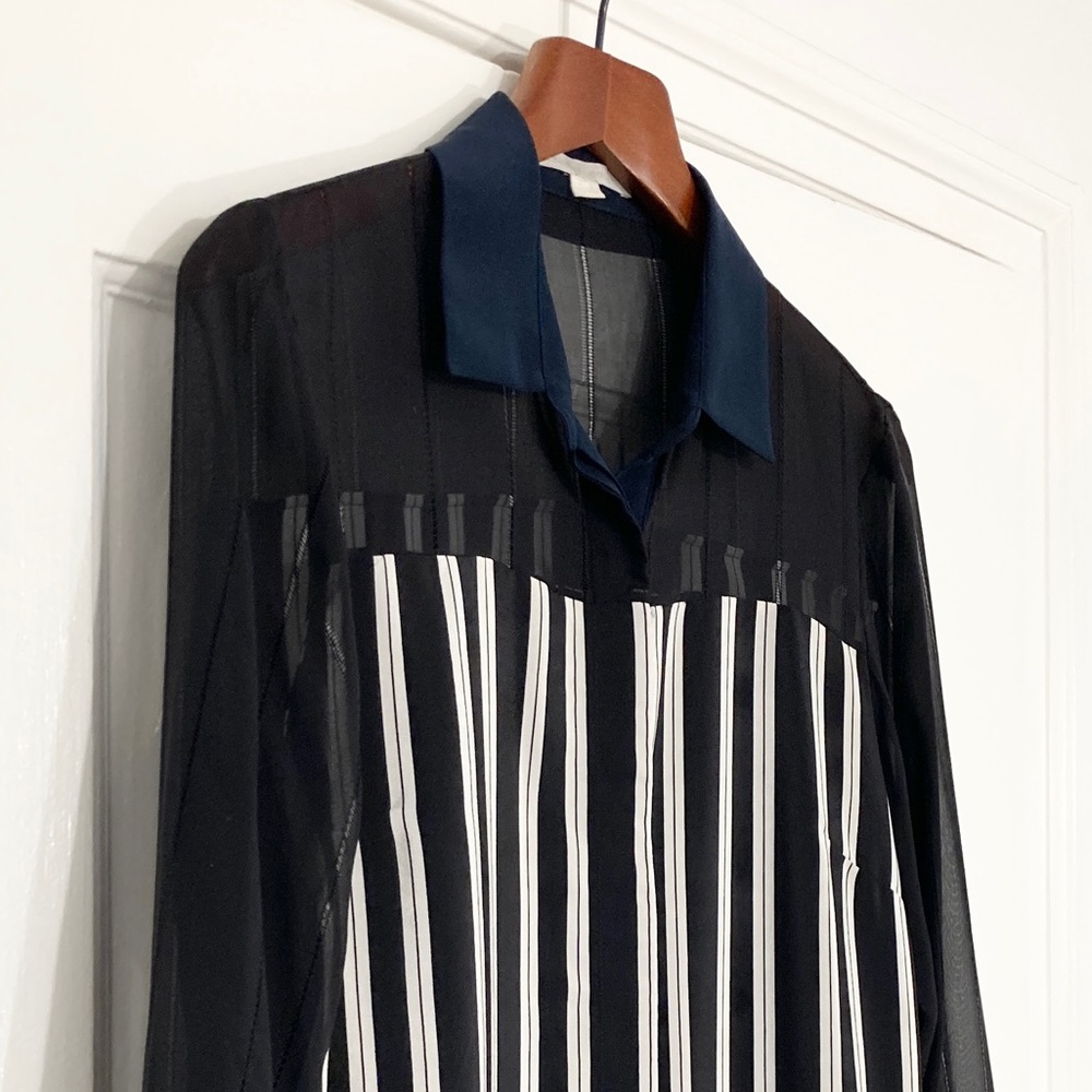 Jonathan Simkhai 100% Silk Sheer Sleeve Blouse M